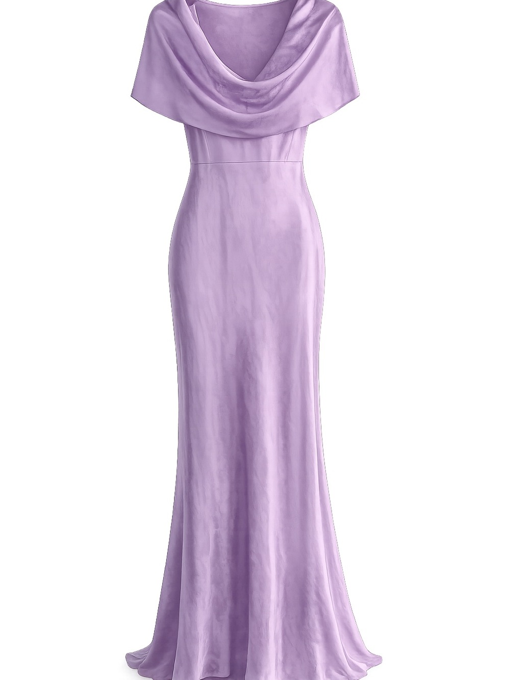 Cowl Neck Lavender Maxi Evening Dress - Women Dresses